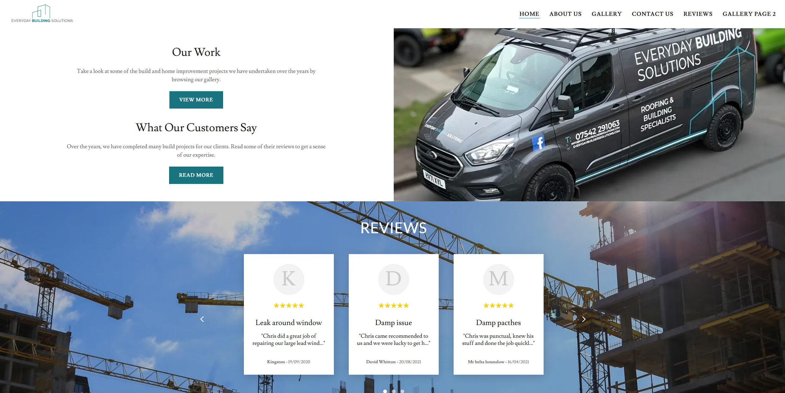 Trade website design showcase — mobile-friendly websites for tradespeople in the UK